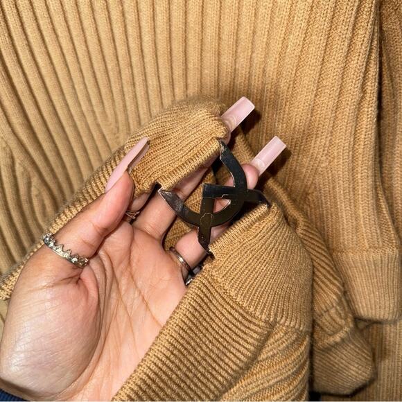 David Koma Camel Side Cutout Ribbed Knit Mini Dress - Picture 17 of 17